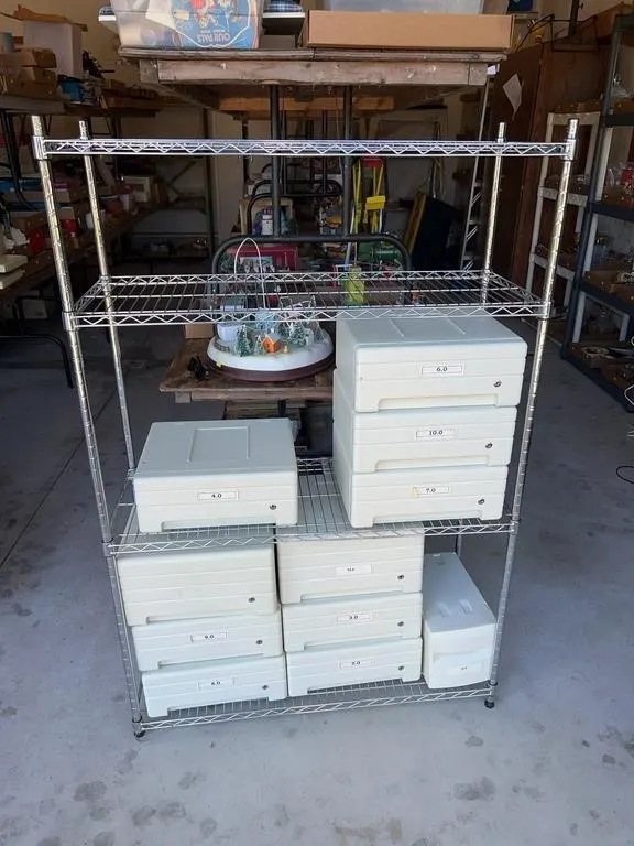 Chrome Wire Shelving Unit with Acco Drawers