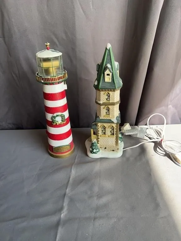 Holiday Lighthouse & Lighted Village Tower