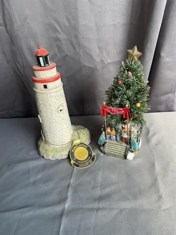 Marblehead Lighthouse Model & 2003 Holiday Tree