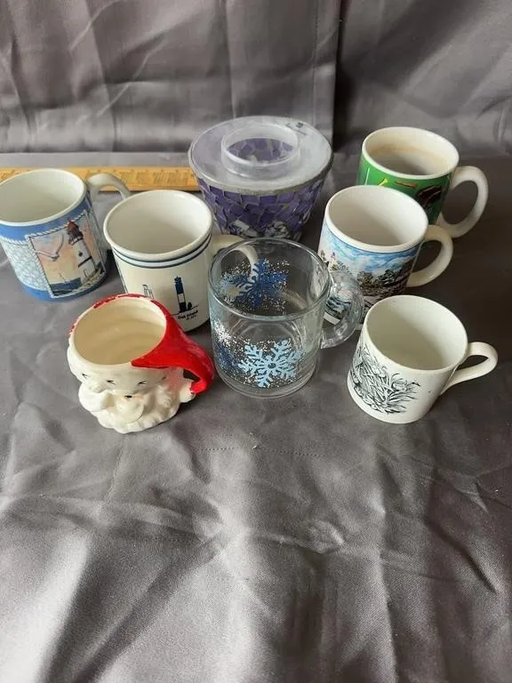 Ceramic & Glass Mugs with Candleholder Set