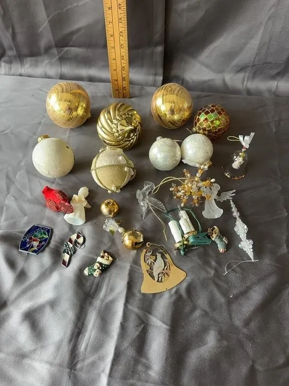 Christmas Ornaments & Clip-On Candelabra Lot