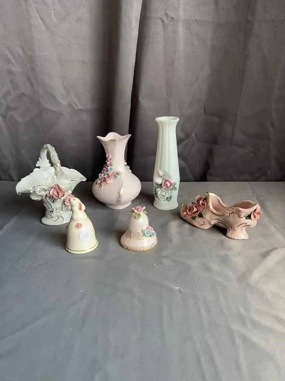 Lefton & Weiss Floral Figurines & Vases Set