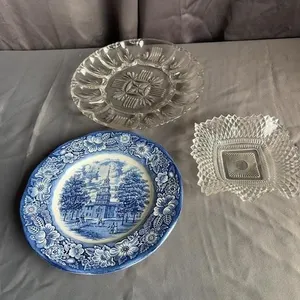 Liberty Blue Plate & Glass Tableware Lot