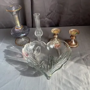 Assorted Glassware & Iridescent Vase
