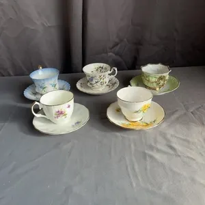 English Bone China Teacups & Saucers Set