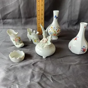 Miniature English Bone China Vases & Figurals