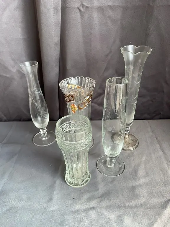 Assorted Cut Glass Bud Vases - Anna Hütte