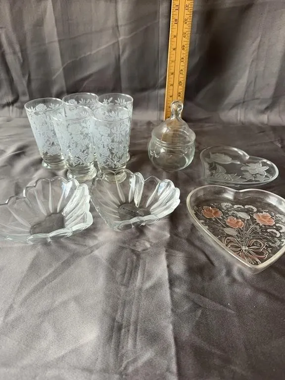 Crystal Dishes & Tumblers Glassware Lot