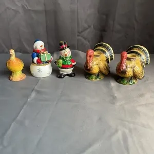 Napcoware Turkey Candleholders & Snowman Figurines