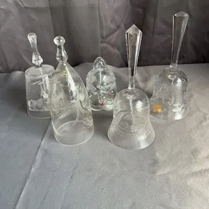 5 Assorted Cut & Etched Crystal Table Bells