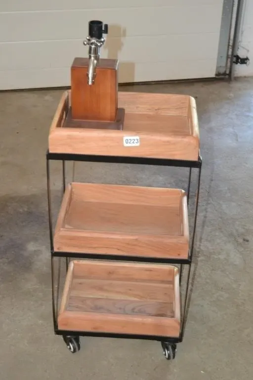 beverage cart w tap for liquor bottles