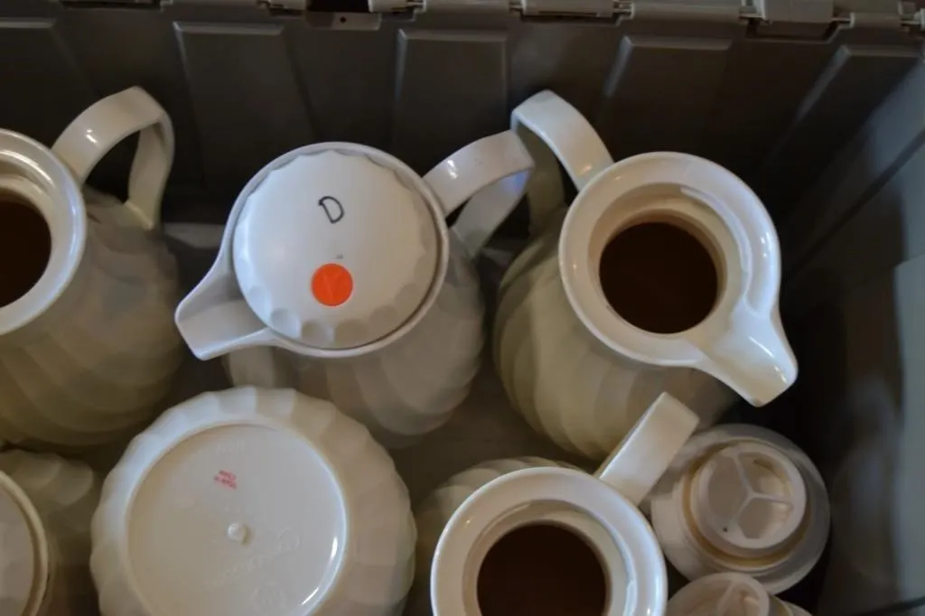 set of 6 coffee carafs with lids