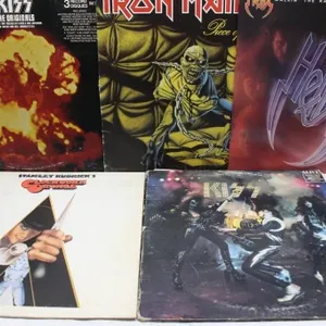 Vinyl LP Lot: KISS, Iron Maiden, Helix, Clockwork
