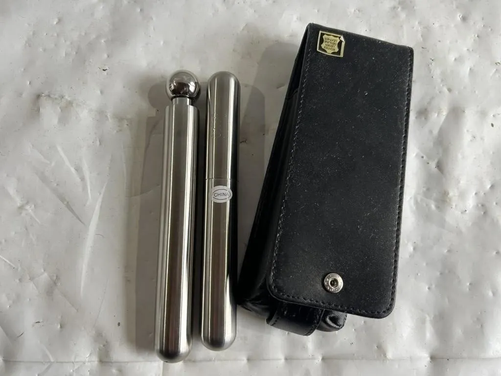 Stainless Steel Pen/Tool Set with Leather Case