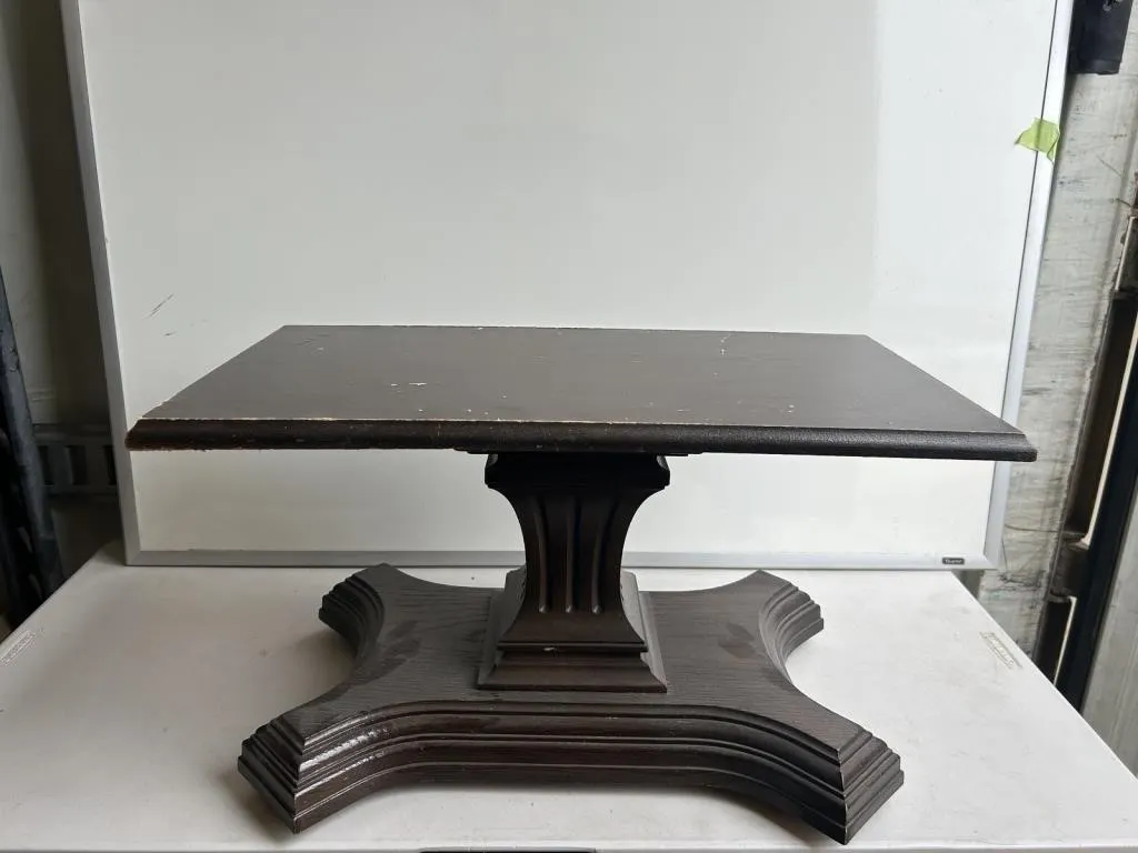 Wooden Pedestal Table Base with Casters
