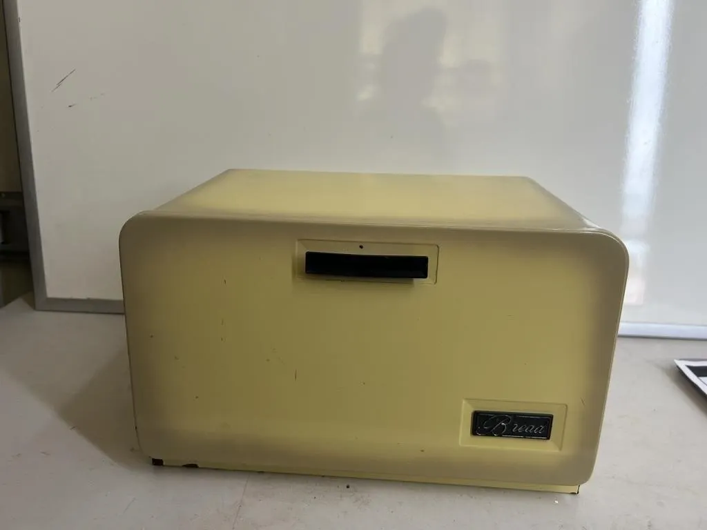 Vintage Yellow Metal Bread Box, Made in Canada