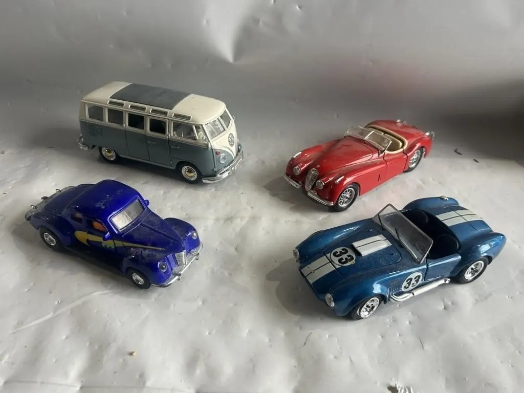 Diecast Model Cars - VW Bus, Jaguar, Cobra, Coupe