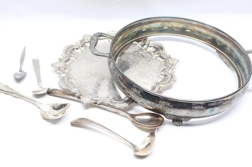 Silverplate Trays, Spoons & Ladles Lot