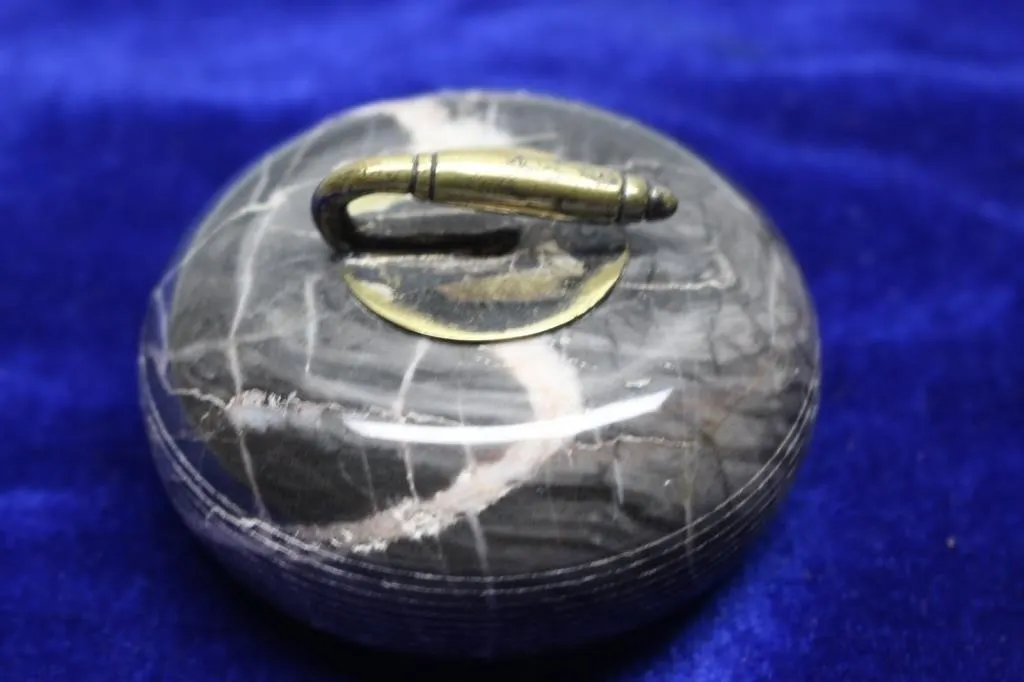 Polished Stone Egg with Brass Handle