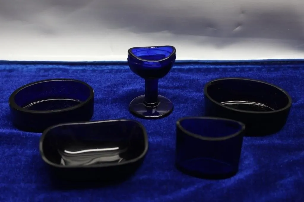 Cobalt blue glass dishes Stemmed Eye Wash Cup