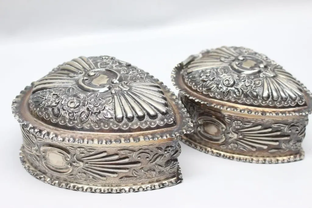 Mappin & Webb Sterling Silver Heart Trinket Boxes