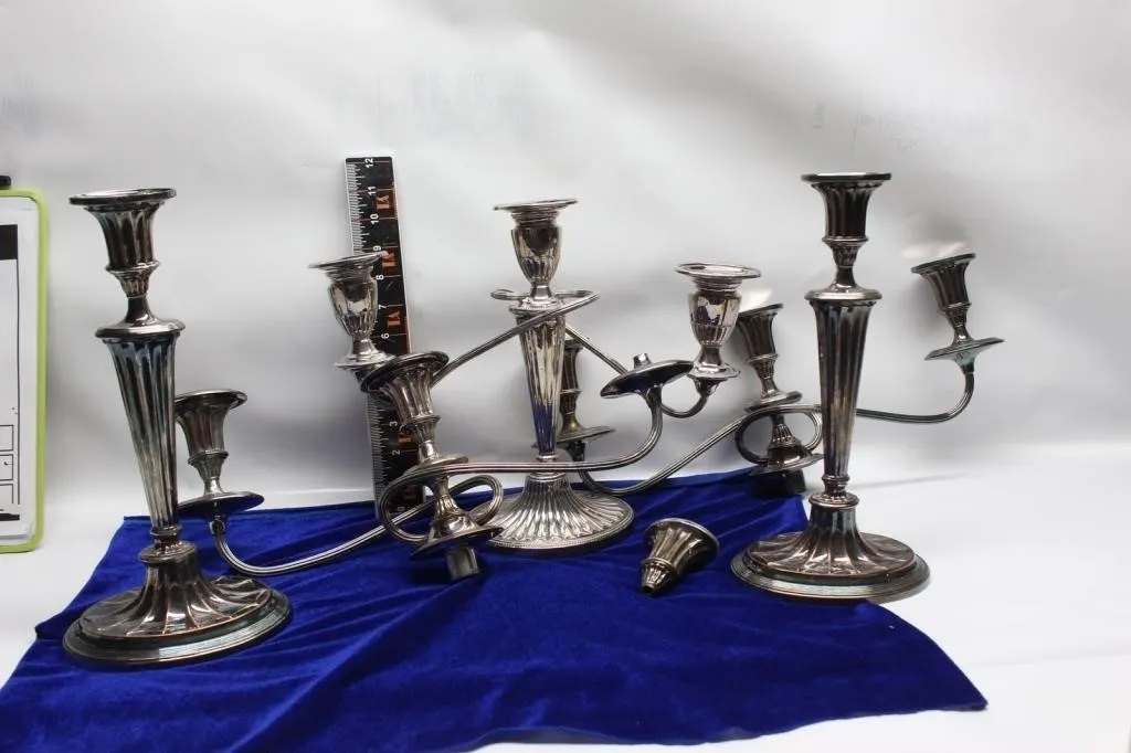 Silver-Plate Candelabra Set with Detachable Arms