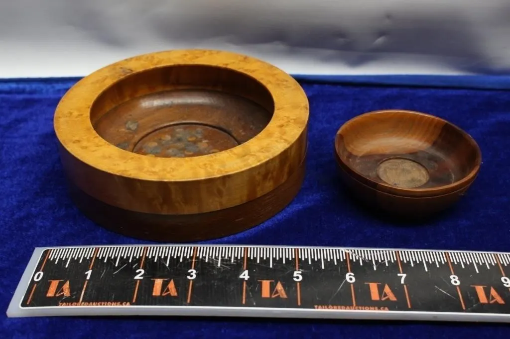 Wooden Turned Bowls with Felt-Lined Box