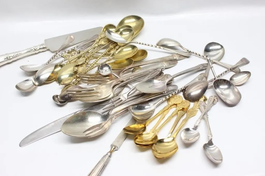 Mixed Sterling and Silver Plate Flatware Lot,