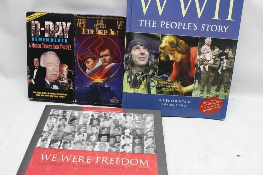 WWII Books & VHS Lot: D-Day, Where Eagles Dare