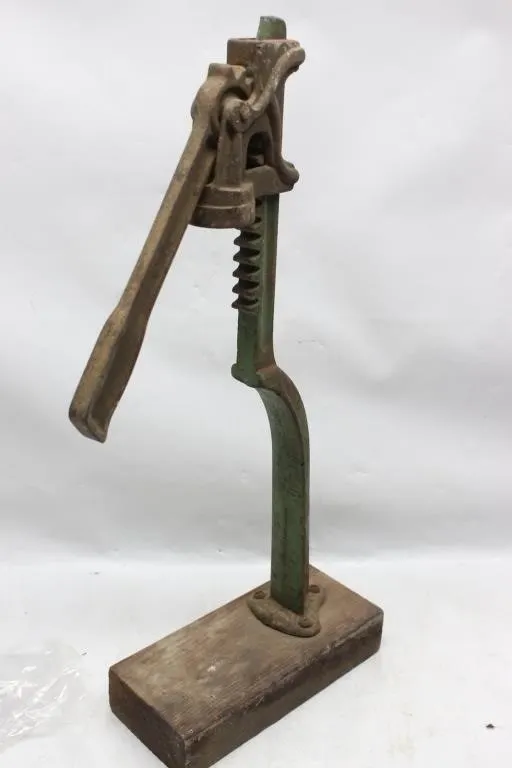 Antique Cast Iron Corking/Capping Machine on Wood