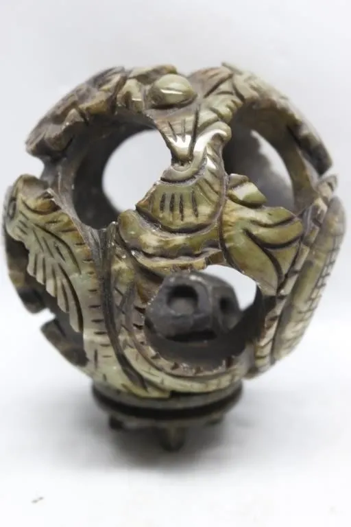 Carved Stone Puzzle Ball Dragon Sculpture