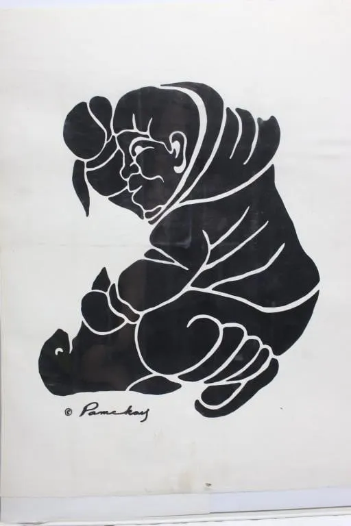 Pam Kay signed silkscreen print, figure design
