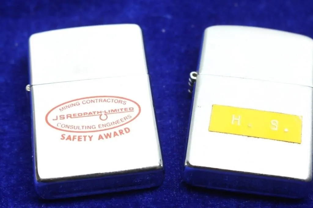 JS Redpath Safety Award Zippo Lighters, Pair