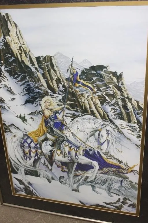 Framed Fantasy Art Print, Elf Knight on Horse