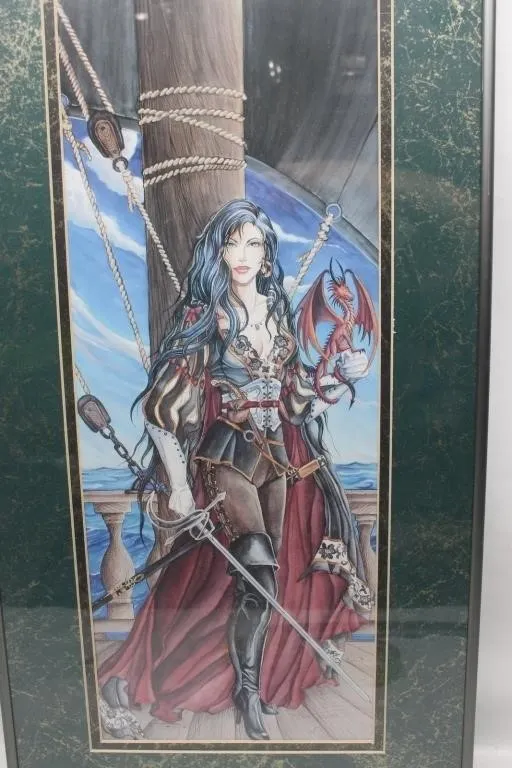 Framed Fantasy Art Print - Pirate Woman with