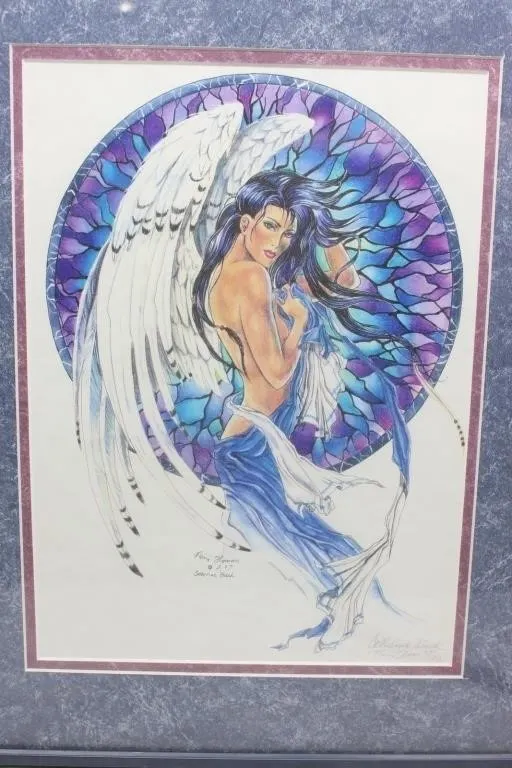 Rene Thomas Signed Angel Print, Framed