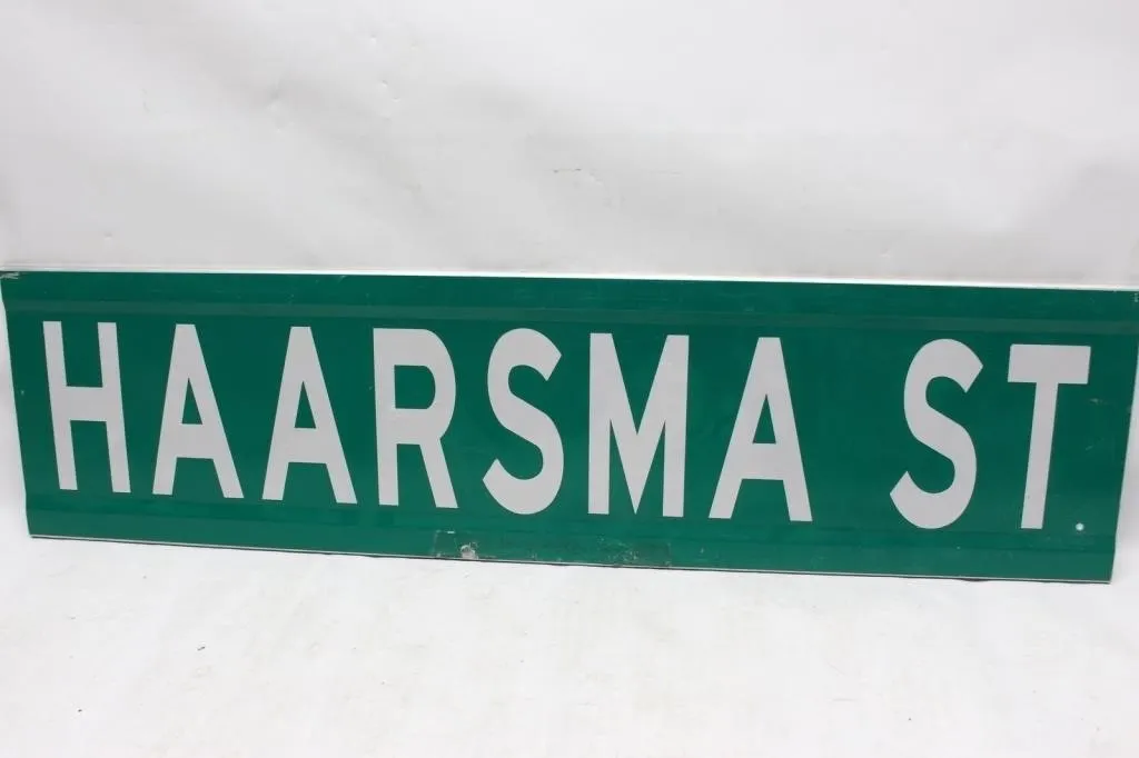 Vintage "Haarsma St" Green Street Sign