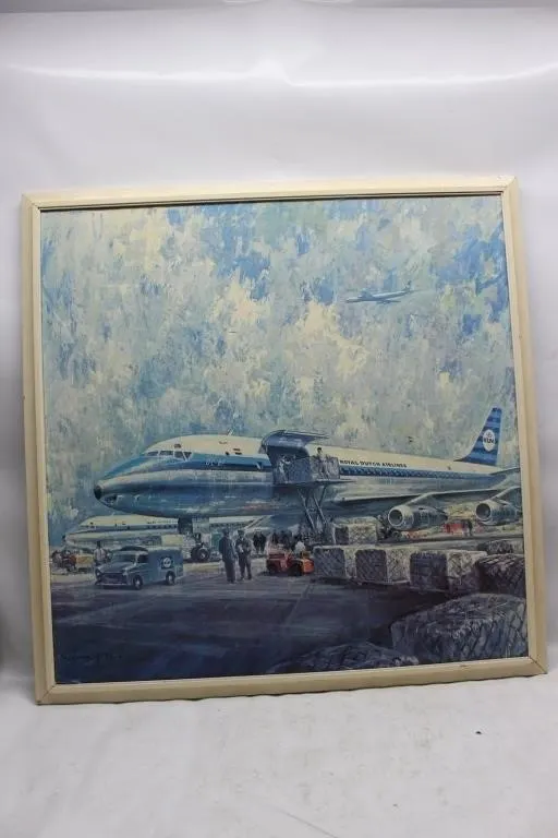 Framed KLM Royal Dutch Airlines DC-8F Print, V.