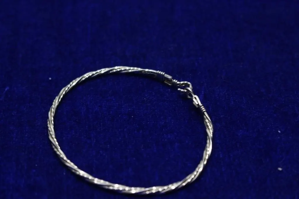 Twisted wire gold bangle bracelet