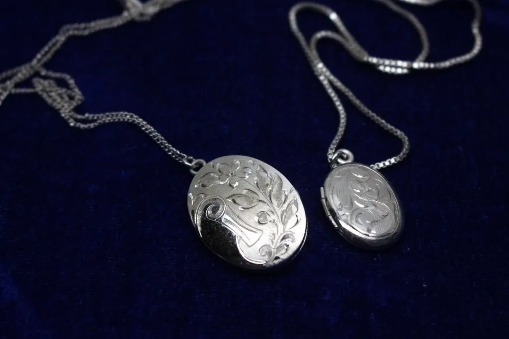 2 Sterling Silver Necklaces with Photo Pendant