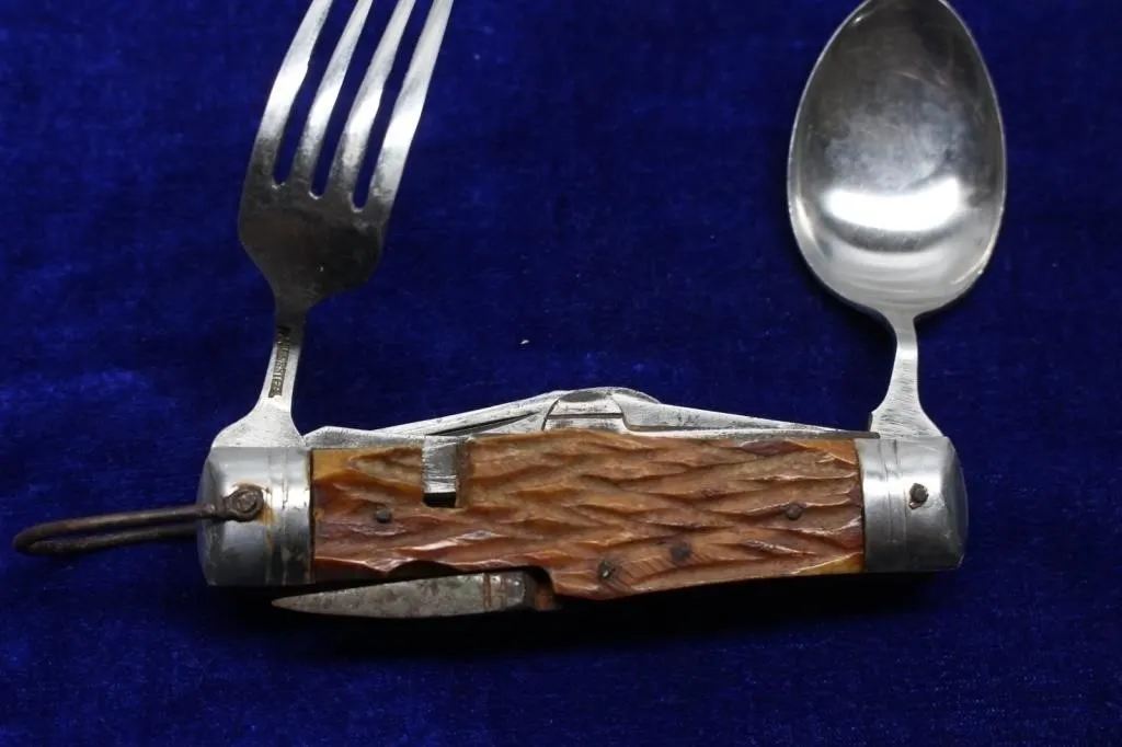 Combination Folding Pocket Knife with Fork & Spoon