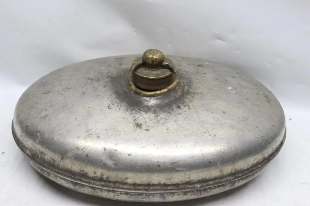 Vintage Aluminum & Brass Lidded Serving Dish