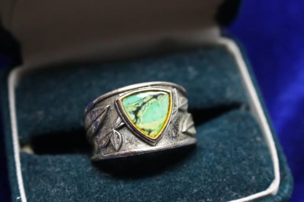 Sterling Silver Ring with Green Turquoise Stone