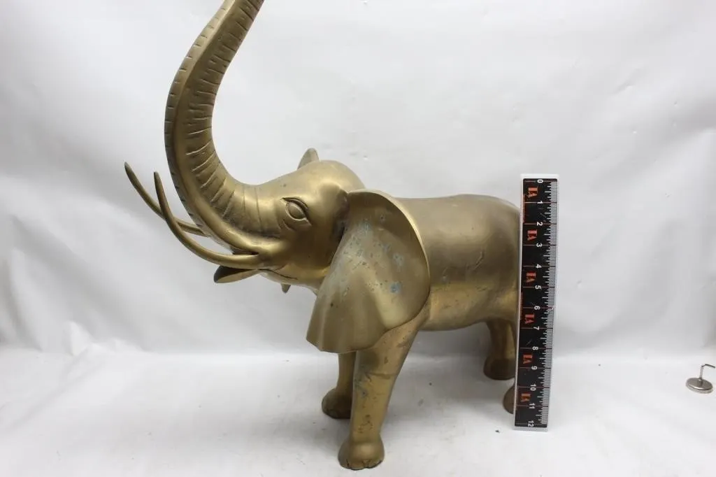 Brass Elephant Figurine with Raised Trunk