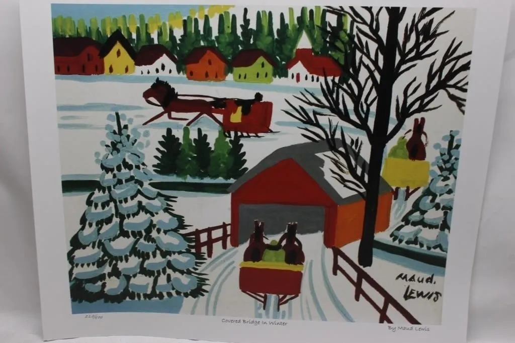 "Covered Bridge in Winter" Print by Maud Lewis w
