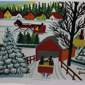 "Covered Bridge in Winter" Print by Maud Lewis w