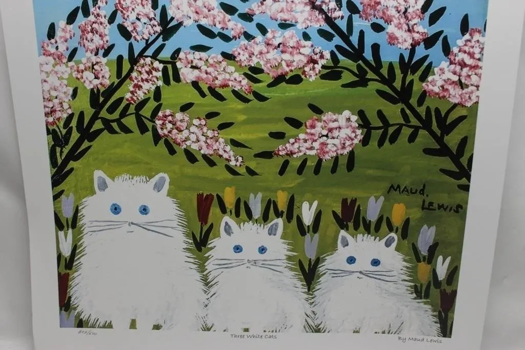Maud Lewis 'Three White Cats' Print, Ltd Ed
