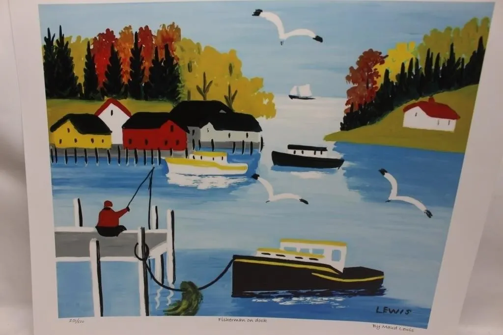 Maud Lewis 'Fisherman on Dock' Print, 201/500