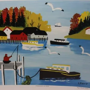 Maud Lewis 'Fisherman on Dock' Print, 201/500
