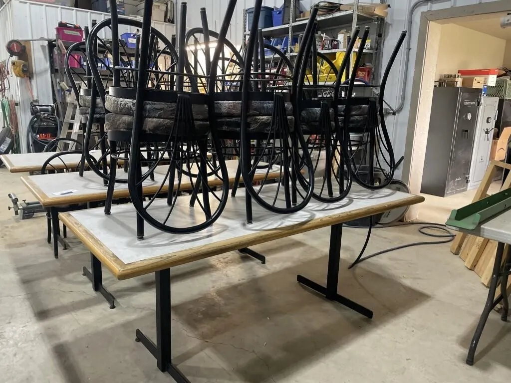 1 Table W/ 8 Black Upholstered Chairs
